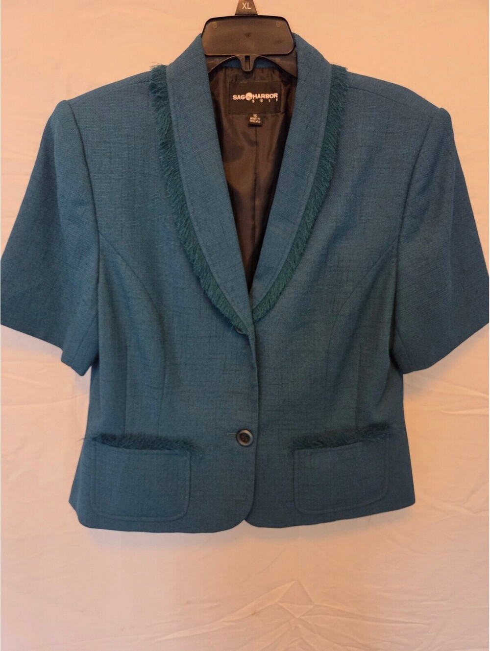 Sag Harbor Women's Teal Short Sleeve Blazer Jacket Size XL Polyester